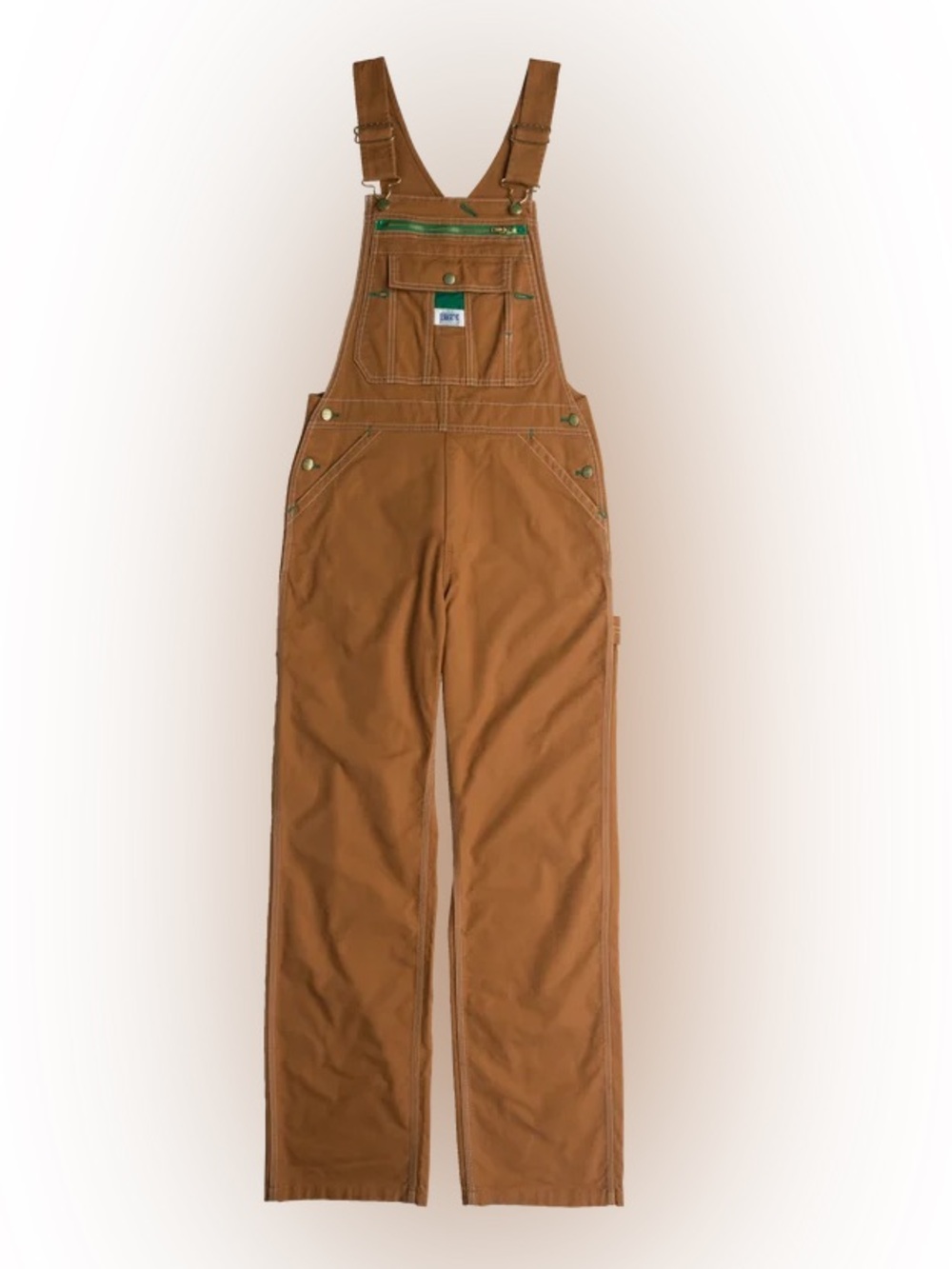 Liberty Brown Canvas Overalls with Green Accent